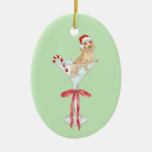 Christmas Mar-Weenie Dachshund Dog Watercolor Ceramic Tree Decoration