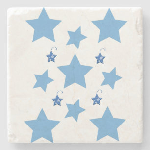 Christmas Marble Stone Coaster, Blue Stars  Coaster