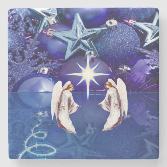 Christmas Marble Stone Coaster, Christmas Angel Stone Coaster (Front)