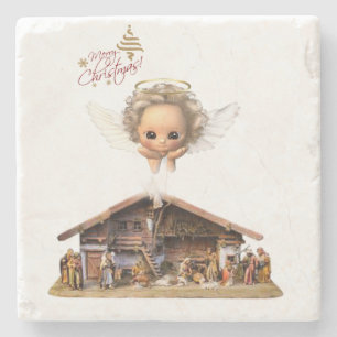 Christmas Marble Stone Coaster, Christmas Angel Stone Coaster