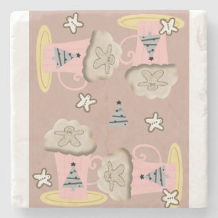 Christmas Marble Stone Coaster, Coffee Cappuccino  Stone Coaster
