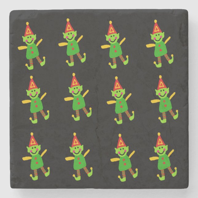 Christmas Marble Stone Coaster, Elf Stone Coaster (Front)