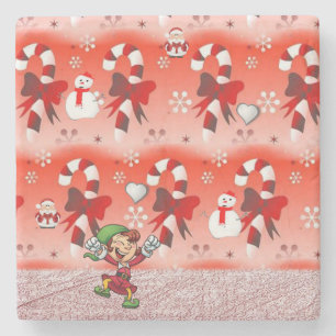 Christmas Marble Stone Coaster, Elf Stone Coaster