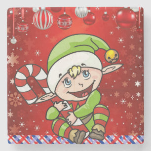Christmas Marble Stone Coaster, Elf Stone Coaster