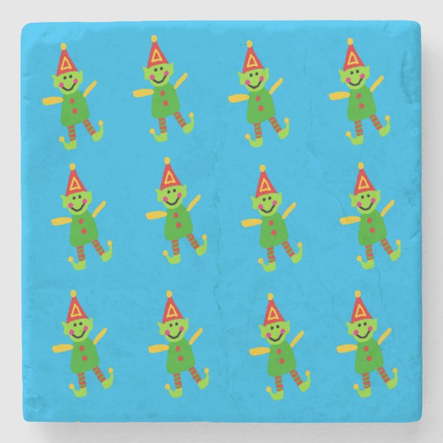 Christmas Marble Stone Coaster, Elf  Stone Coaster (Front)