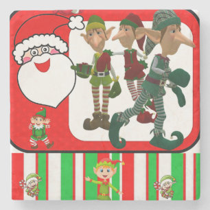 Christmas Marble Stone Coaster, Elf Stone Coaster