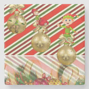 Christmas Marble Stone Coaster, Elf Stone Coaster