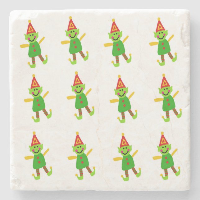 Christmas Marble Stone Coaster, Elf Stone Coaster (Front)