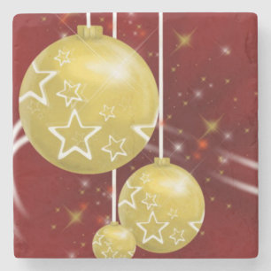 Christmas Marble Stone Coaster, Gold Balls Coaster