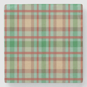 Christmas Marble Stone Coaster, Green Plaid  Stone Coaster