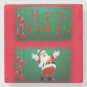 Christmas Marble Stone Coaster, Happy Holidays Stone Coaster