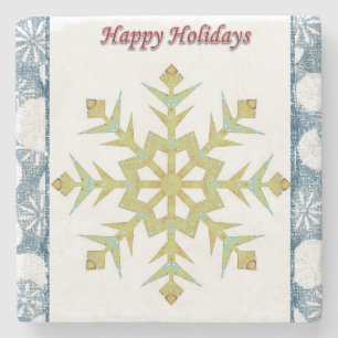 Christmas Marble Stone Coaster, Happy Holidays Stone Coaster