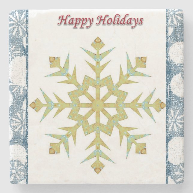 Christmas Marble Stone Coaster, Happy Holidays Stone Coaster (Front)