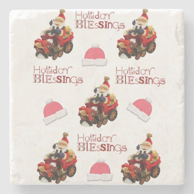 Christmas Marble Stone Coaster, Holiday Blessings  Coaster (Front)