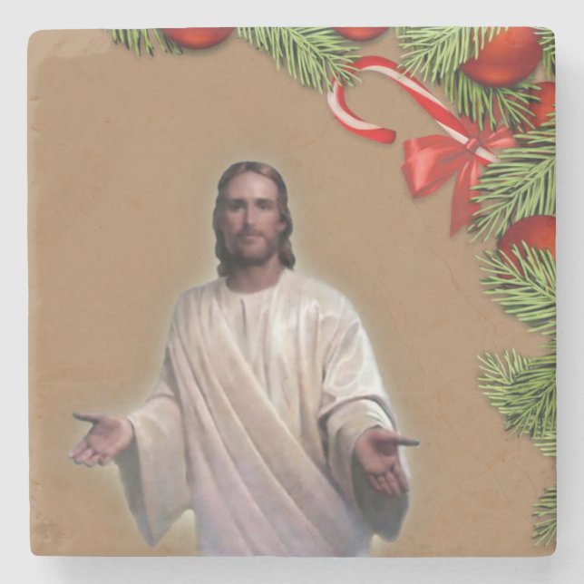 Christmas Marble Stone Coaster, Jesus Christ Stone Coaster (Front)