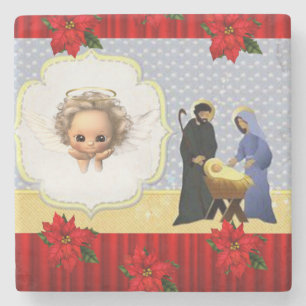 Christmas Marble Stone Coaster, Jesus Christ Stone Coaster