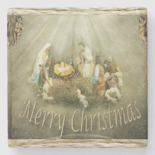 Christmas Marble Stone Coaster, Jesus Christ Stone Coaster