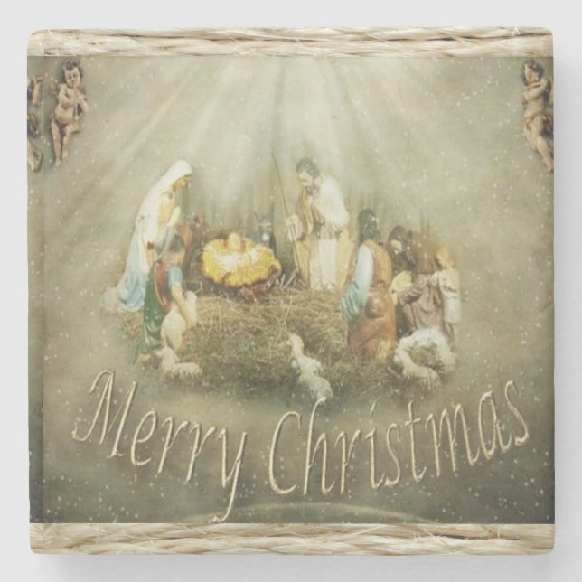 Christmas Marble Stone Coaster, Jesus Christ Stone Coaster (Front)