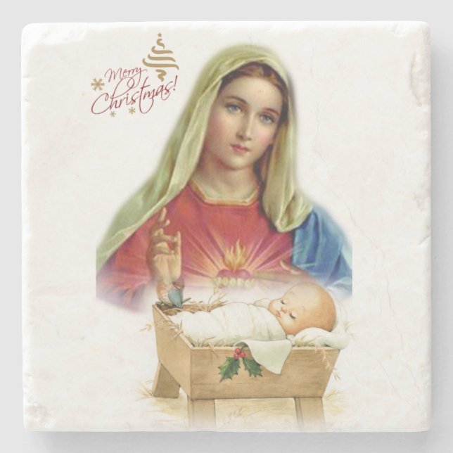 Christmas Marble Stone Coaster, Jesus Christ Stone Coaster (Front)