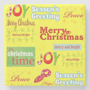 Christmas Marble Stone Coaster, Joy Peace  Stone Coaster