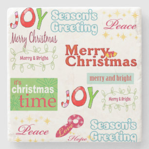 Christmas Marble Stone Coaster, Joy Peace  Stone Coaster