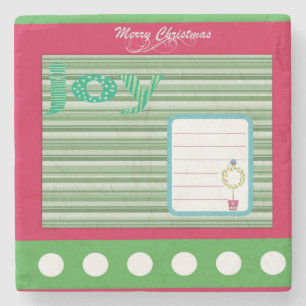 Christmas Marble Stone Coaster, Joy Stone Coaster