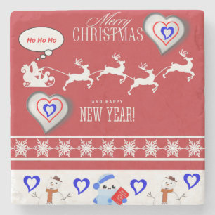 Christmas Marble Stone Coaster, Merry Christmas Coaster