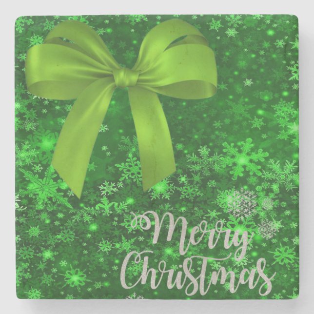 Christmas Marble Stone Coaster, Merry Christmas Coaster (Front)