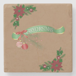 Christmas Marble Stone Coaster, Merry Christmas Coaster