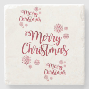 Christmas Marble Stone Coaster, Merry Christmas Stone Coaster