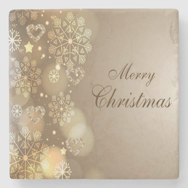 Christmas Marble Stone Coaster, Merry Christmas Stone Coaster (Front)