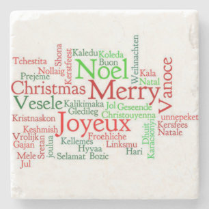 Christmas Marble Stone Coaster, Merry Christmas Stone Coaster