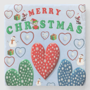Christmas Marble Stone Coaster, Merry Christmas Stone Coaster