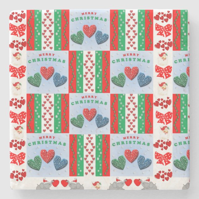 Christmas Marble Stone Coaster, Merry Christmas Stone Coaster (Front)