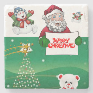 Christmas Marble Stone Coaster, Merry Christmas Stone Coaster