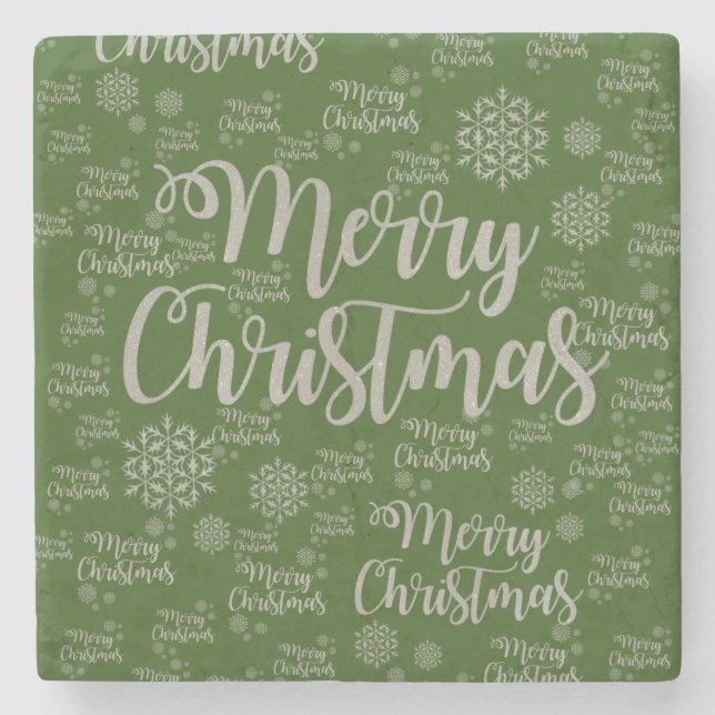 Christmas Marble Stone Coaster, Merry Christmas Stone Coaster (Front)
