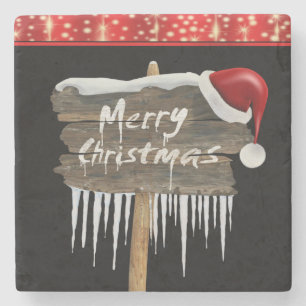 Christmas Marble Stone Coaster, Merry Christmas Stone Coaster