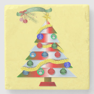 Christmas Marble Stone Coaster, Merry Christmas Stone Coaster