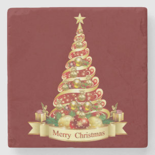 Christmas Marble Stone Coaster, Merry Christmas Stone Coaster