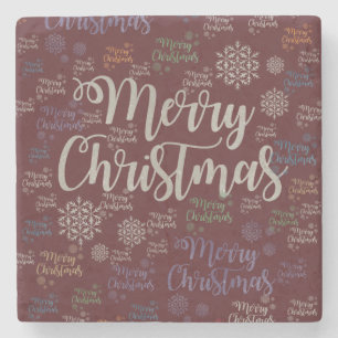 Christmas Marble Stone Coaster, Merry Christmas Stone Coaster