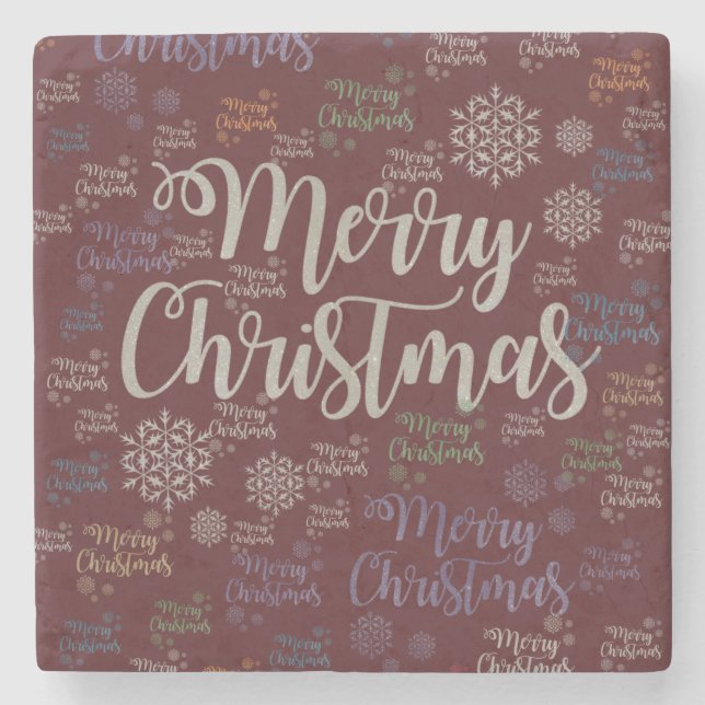 Christmas Marble Stone Coaster, Merry Christmas Stone Coaster (Front)
