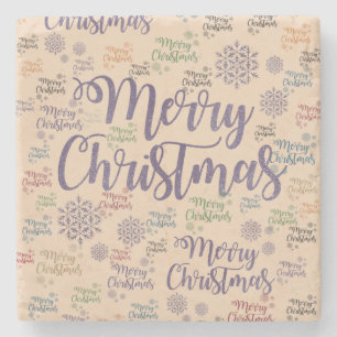 Christmas Marble Stone Coaster, Merry Christmas Stone Coaster