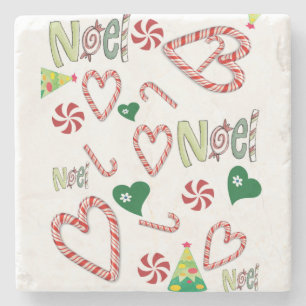 Christmas Marble Stone Coaster, Noel Stone Coaster