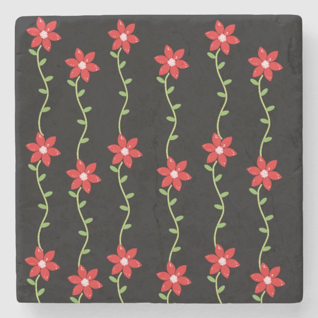 Christmas Marble Stone Coaster, Poinsettia  Stone Coaster (Front)