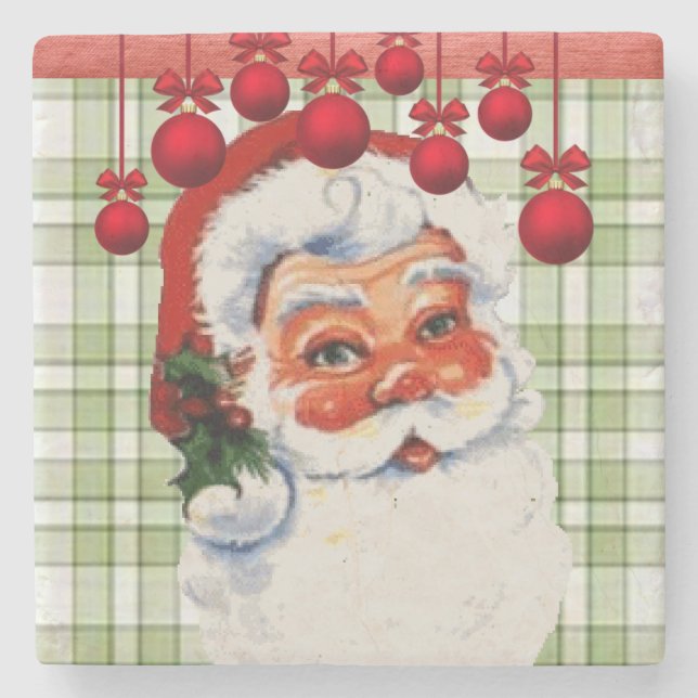 Christmas Marble Stone Coaster, Santa Coaster (Front)