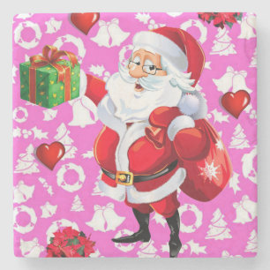 Christmas Marble Stone Coaster, Santa Coaster
