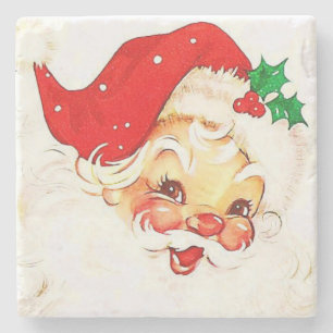 Christmas Marble Stone Coaster, Santa Stone Coaster
