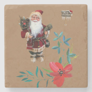 Christmas Marble Stone Coaster, Santa Stone Coaster