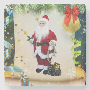 Christmas Marble Stone Coaster, Santa Stone Coaster
