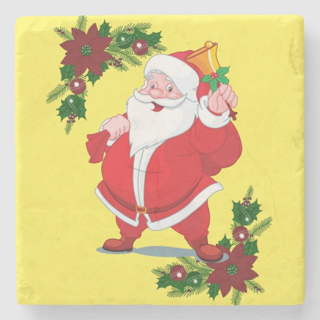 Christmas Marble Stone Coaster, Santa Stone Coaster (Front)
